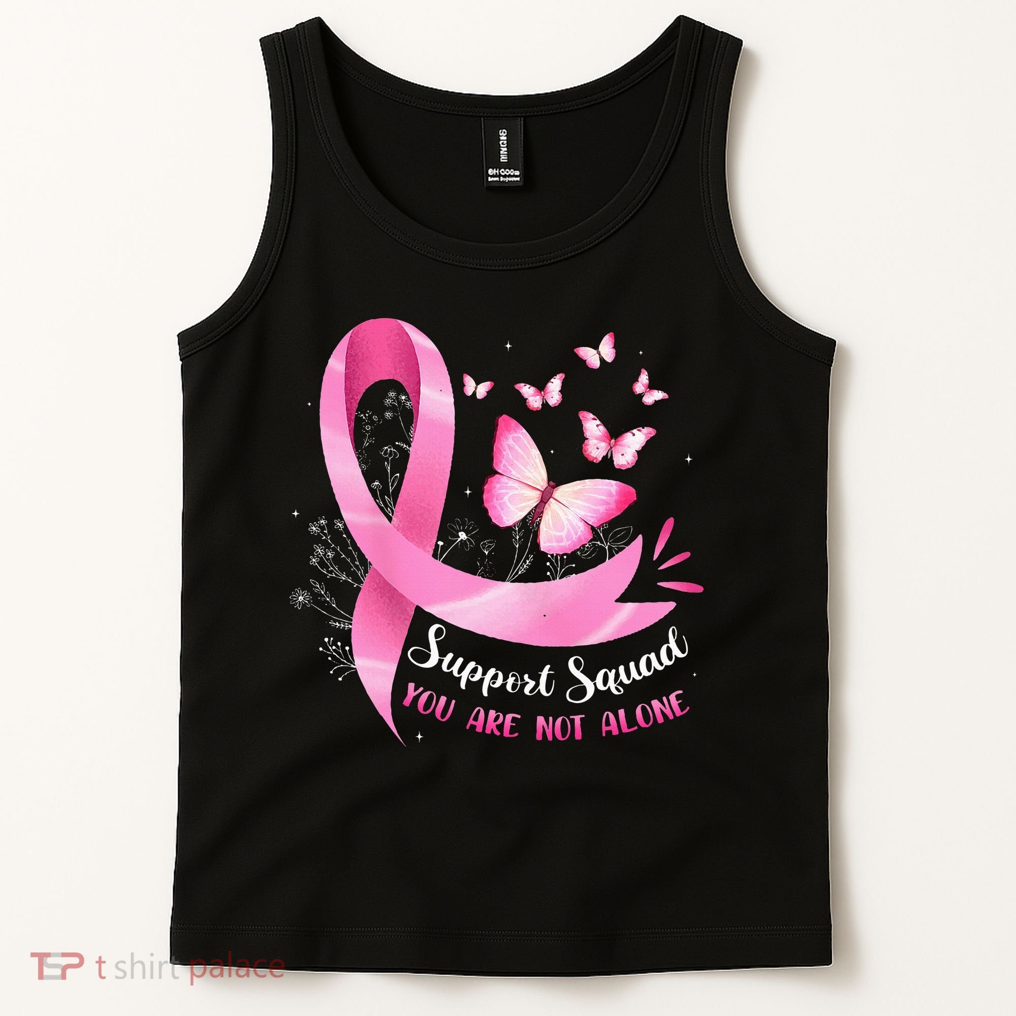Support Squad Breast Cancer Awareness Pink Ribbon Butterfly Tank Top