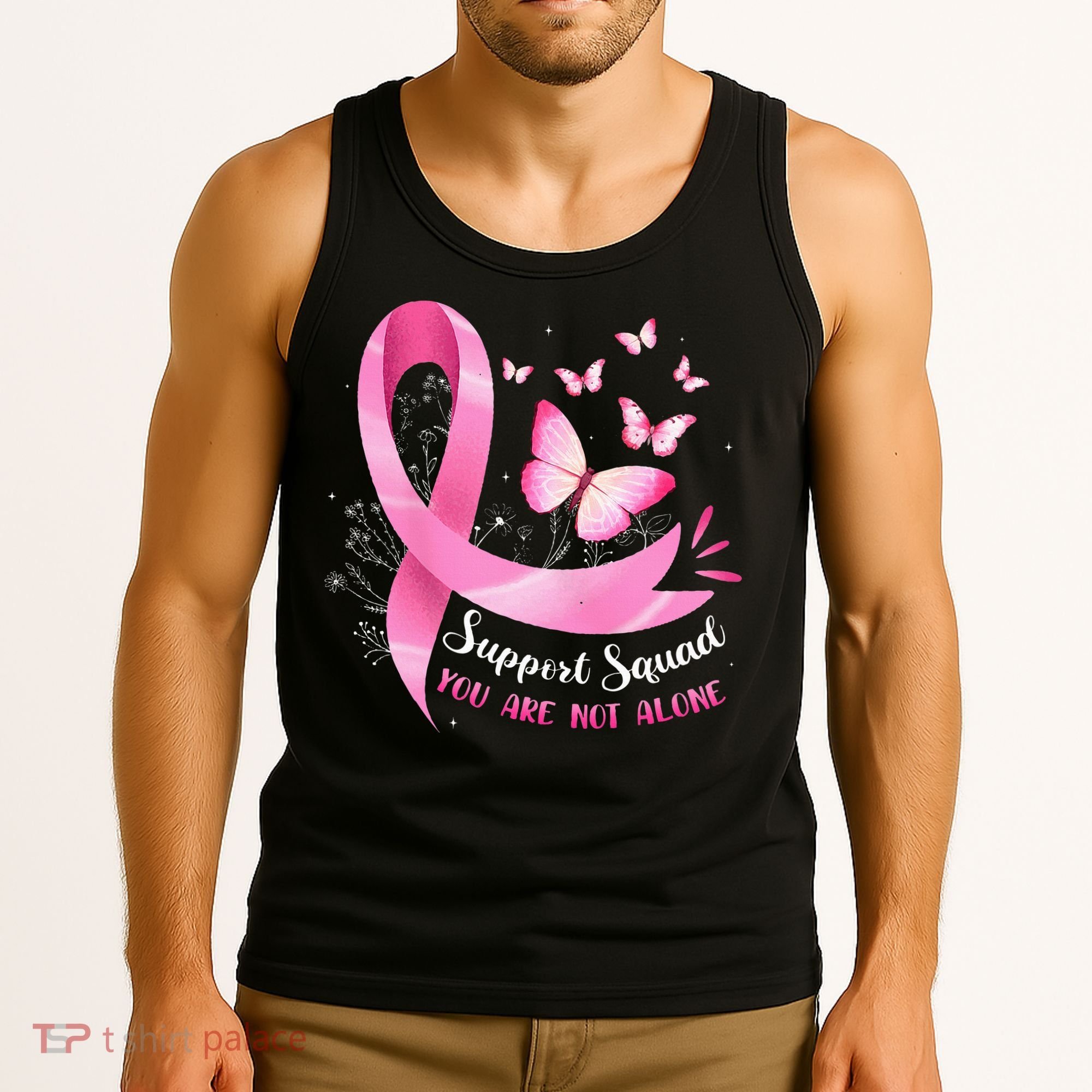 Support Squad Breast Cancer Awareness Pink Ribbon Butterfly Tank Top