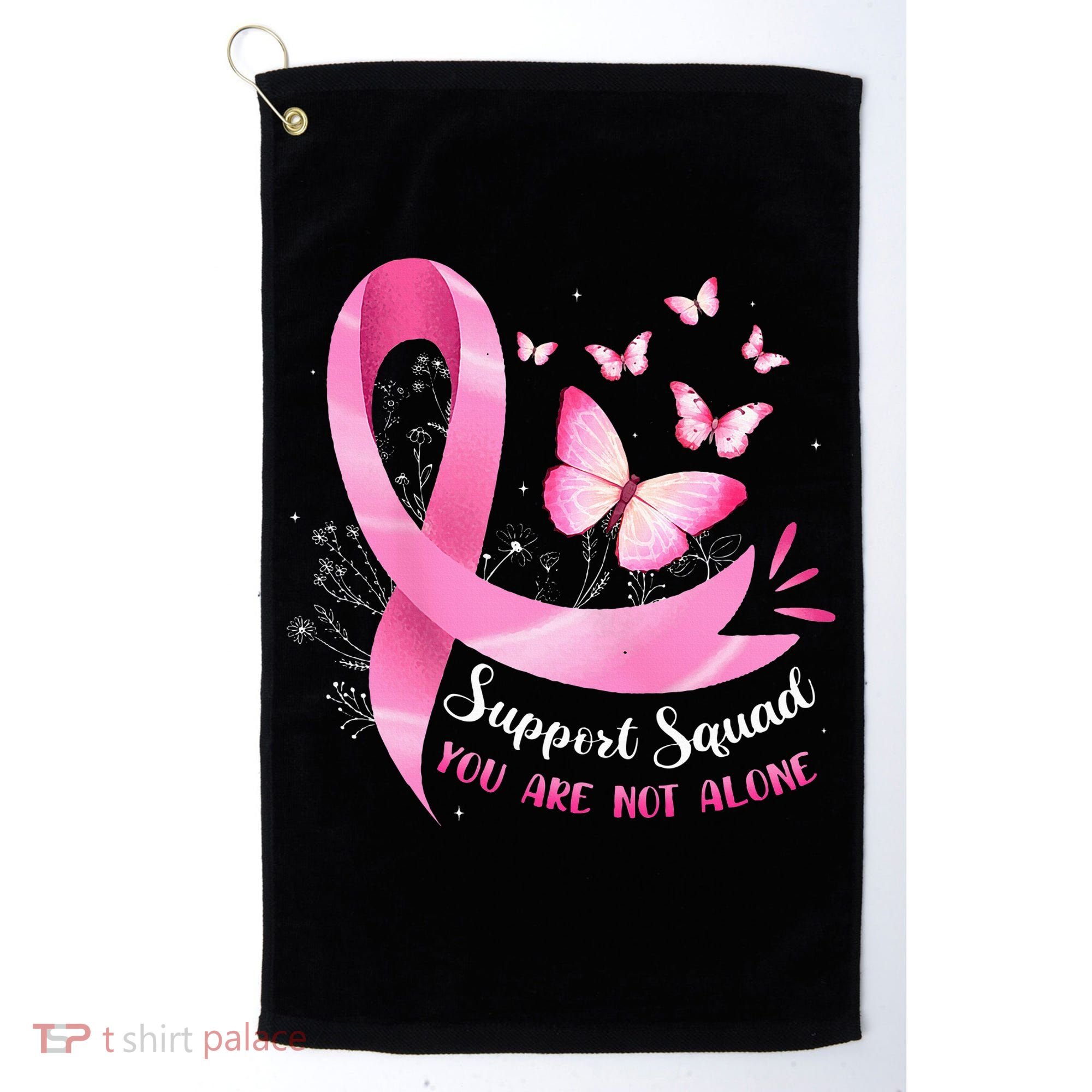 Support Squad Breast Cancer Awareness Pink Ribbon Butterfly Golf Towel