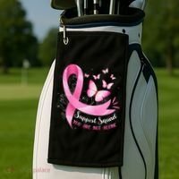 Support Squad Breast Cancer Awareness Pink Ribbon Butterfly Golf Towel thumb 2