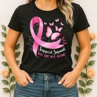 Support Squad Breast Cancer Awareness Pink Ribbon Butterfly Women's T-Shirt thumb 2
