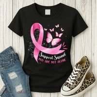 Support Squad Breast Cancer Awareness Pink Ribbon Butterfly Women's T-Shirt thumb 3