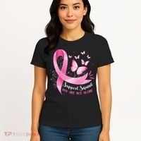 Support Squad Breast Cancer Awareness Pink Ribbon Butterfly Women's T-Shirt thumb 4