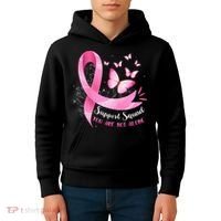 Support Squad Breast Cancer Awareness Pink Ribbon Butterfly Kids Hoodie thumb 4