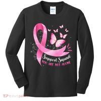 Support Squad Breast Cancer Awareness Pink Ribbon Butterfly Kids Long Sleeve Shirt thumb 0