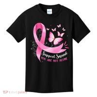 Support Squad Breast Cancer Awareness Pink Ribbon Butterfly Kids T-Shirt thumb 0