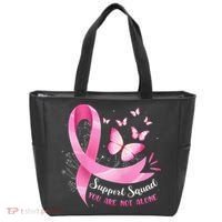 Support Squad Breast Cancer Awareness Pink Ribbon Butterfly Tote Bag thumb 0