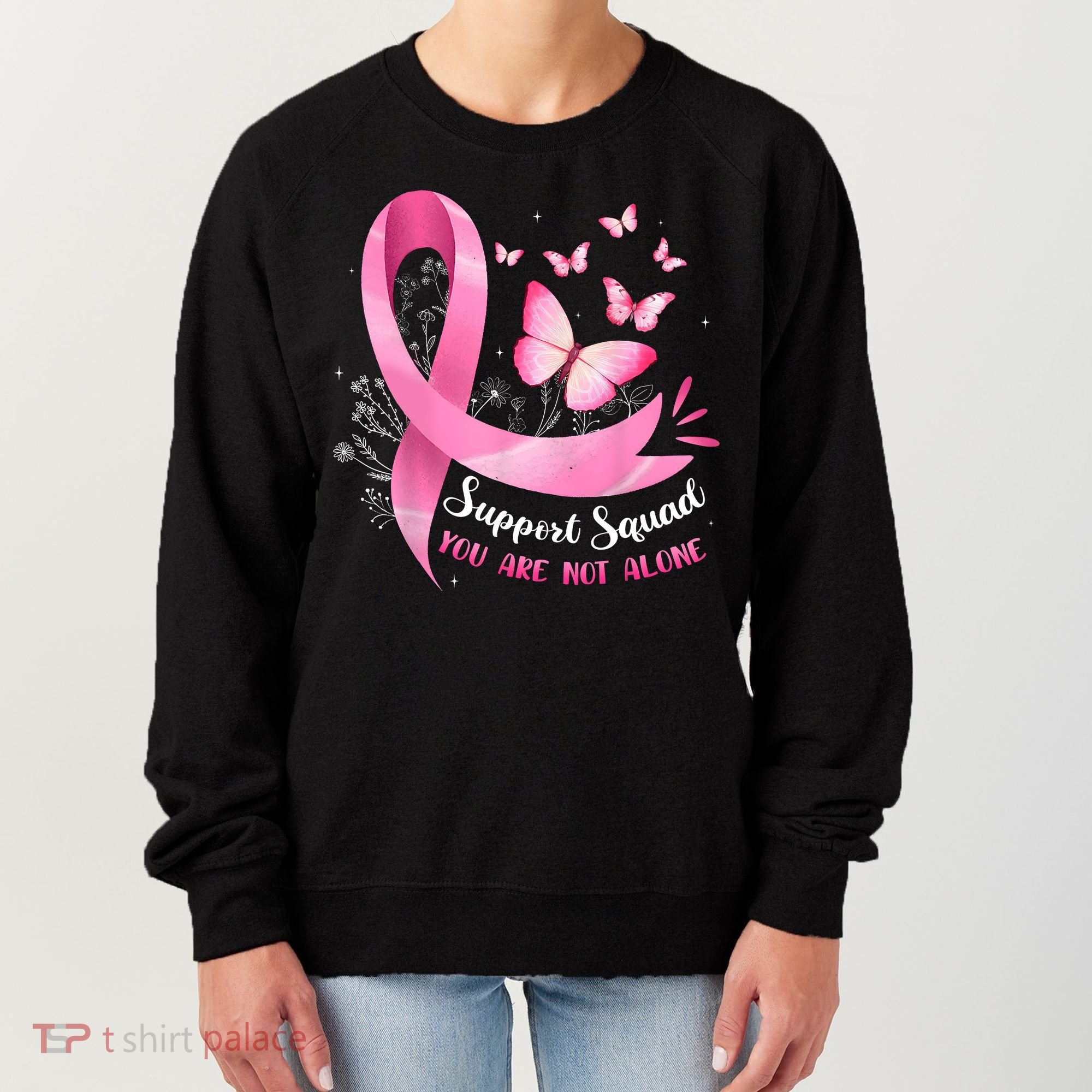 Support Squad Breast Cancer Awareness Pink Ribbon Butterfly Women's Sweatshirt