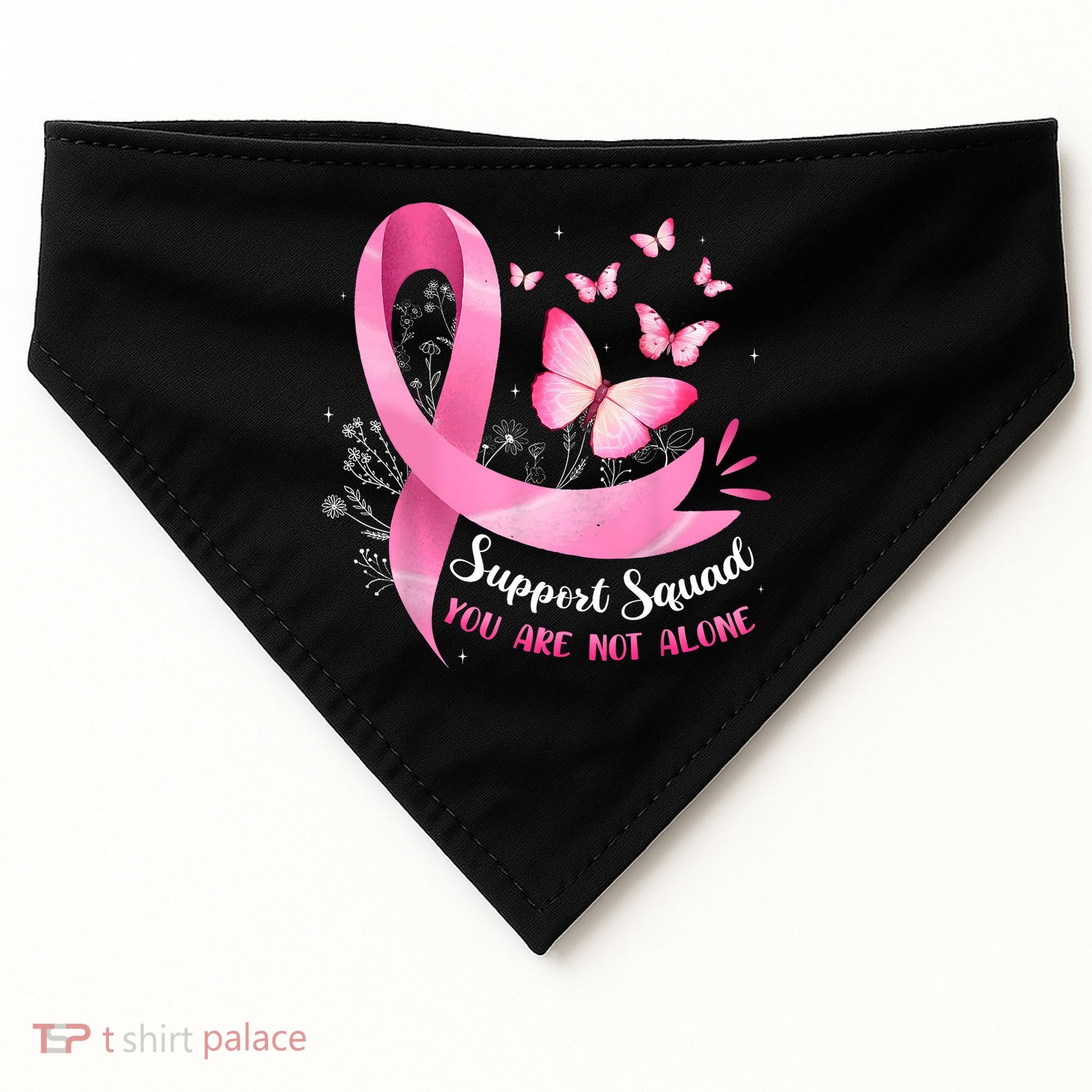 Support Squad Breast Cancer Awareness Pink Ribbon Butterfly USA-Made Doggie Bandana