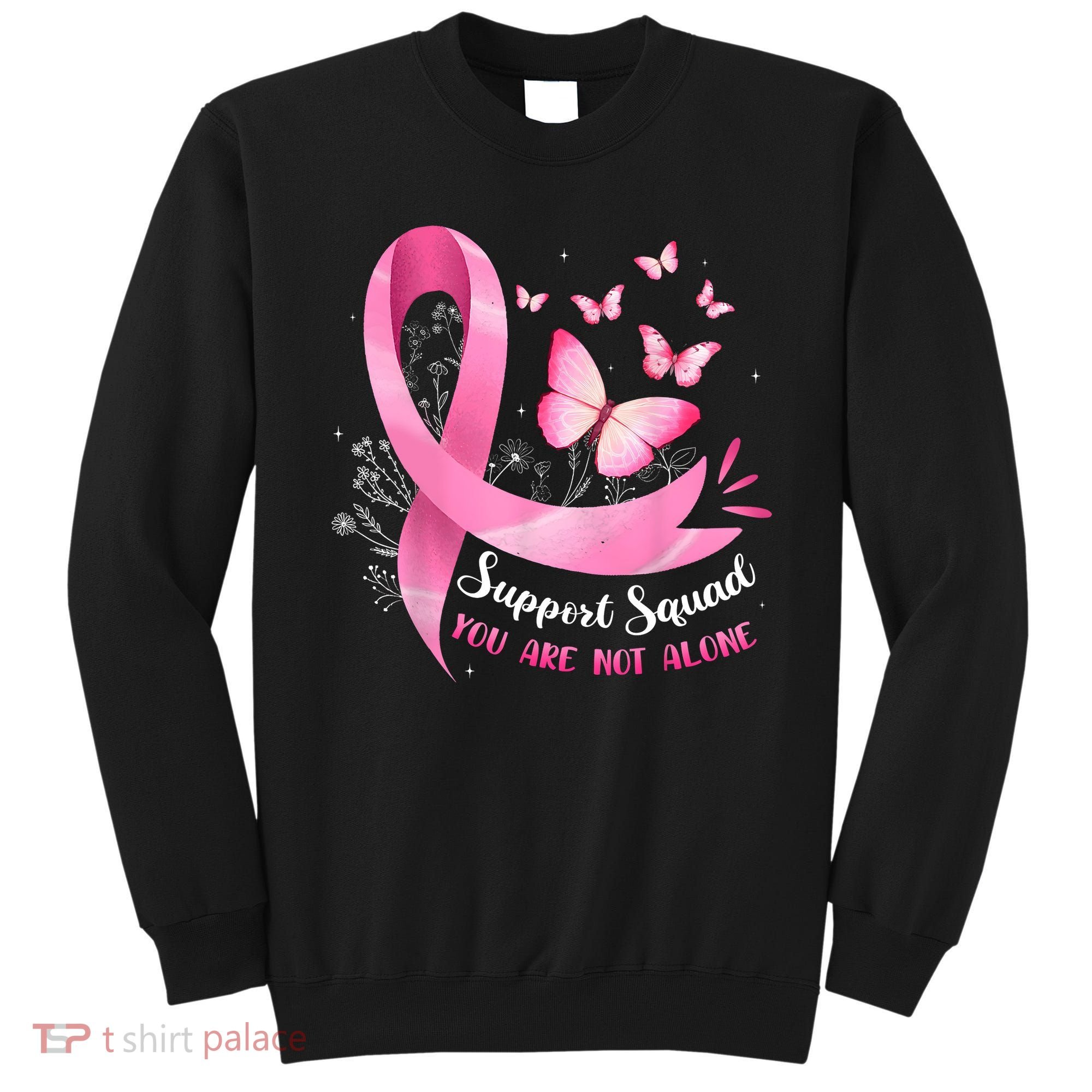 Support Squad Breast Cancer Awareness Pink Ribbon Butterfly Sweatshirt