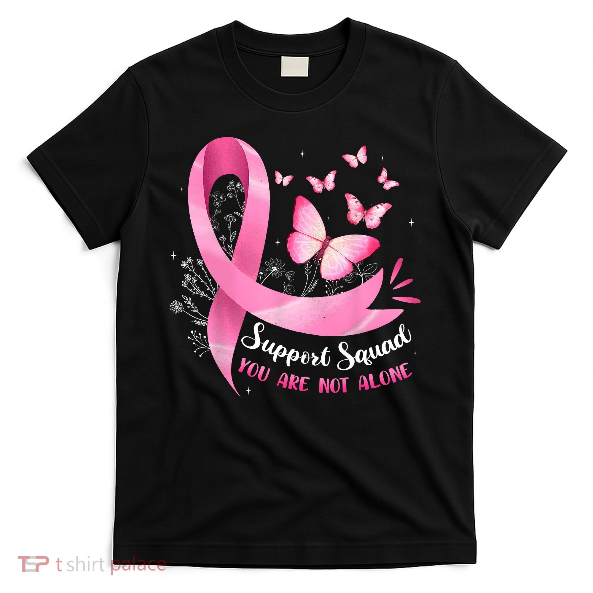 Support Squad Breast Cancer Awareness Pink Ribbon Butterfly T-Shirt