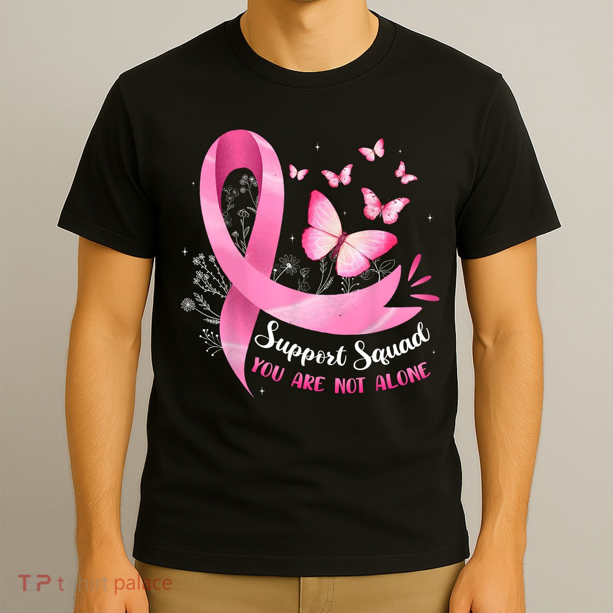 Support Squad Breast Cancer Awareness Pink Ribbon Butterfly T-Shirt