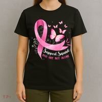 Support Squad Breast Cancer Awareness Pink Ribbon Butterfly T-Shirt thumb 4