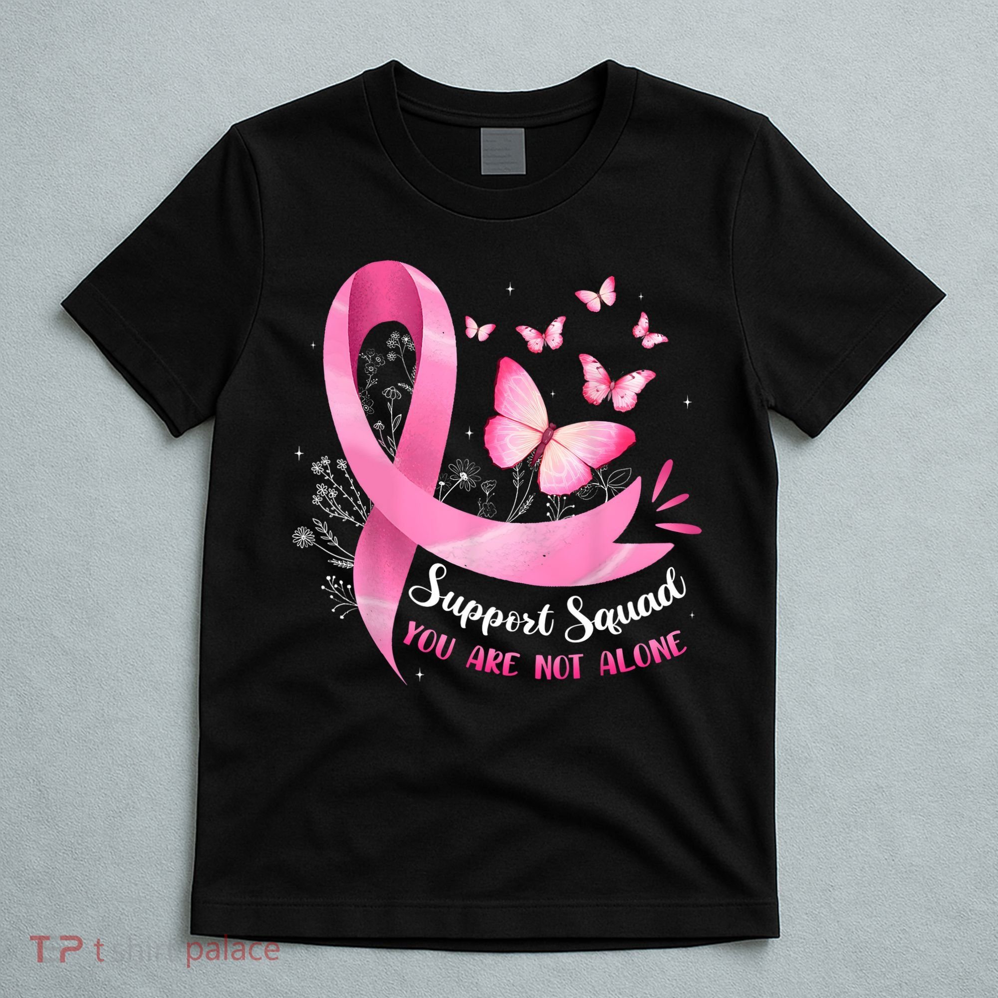 Support Squad Breast Cancer Awareness Pink Ribbon Butterfly T-Shirt