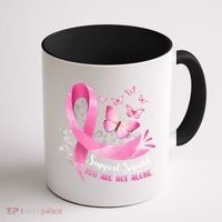 Support Squad Breast Cancer Awareness Pink Ribbon Butterfly Coffee Mug thumb 1