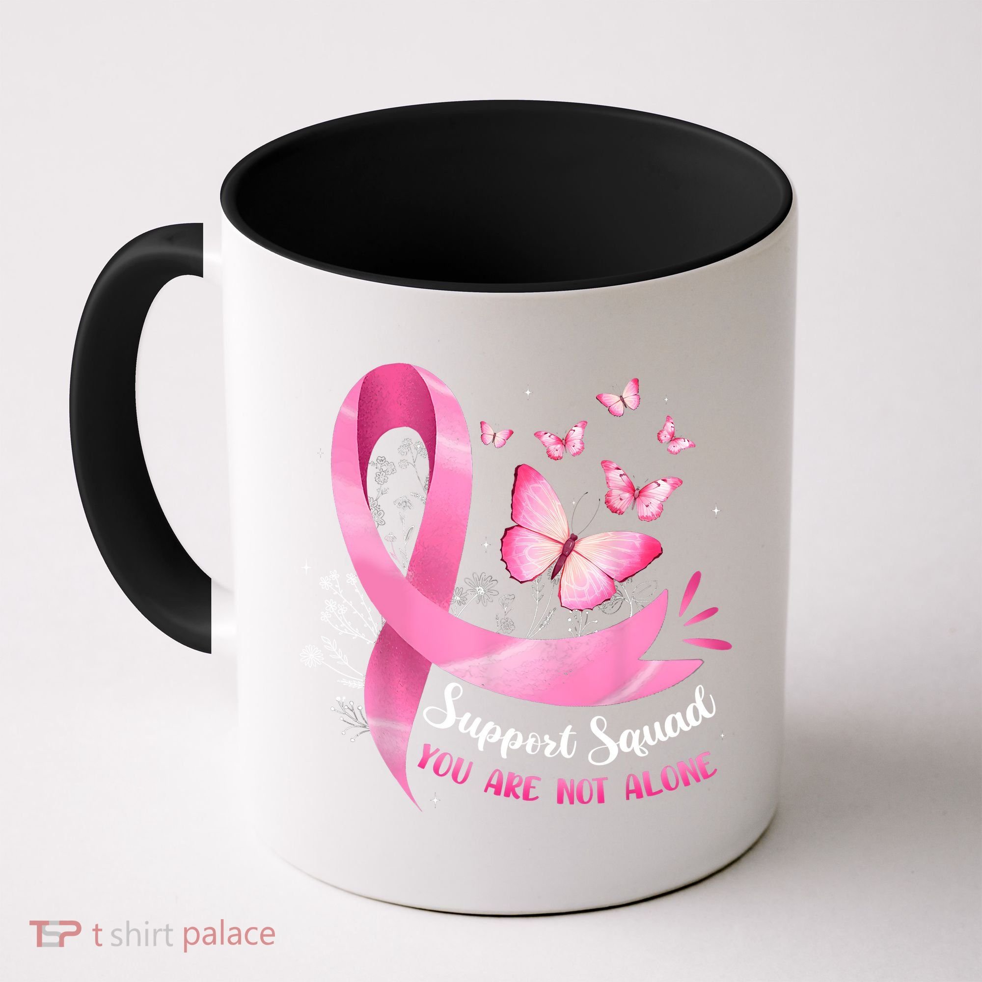 Support Squad Breast Cancer Awareness Pink Ribbon Butterfly Coffee Mug