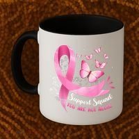 Support Squad Breast Cancer Awareness Pink Ribbon Butterfly Coffee Mug thumb 2