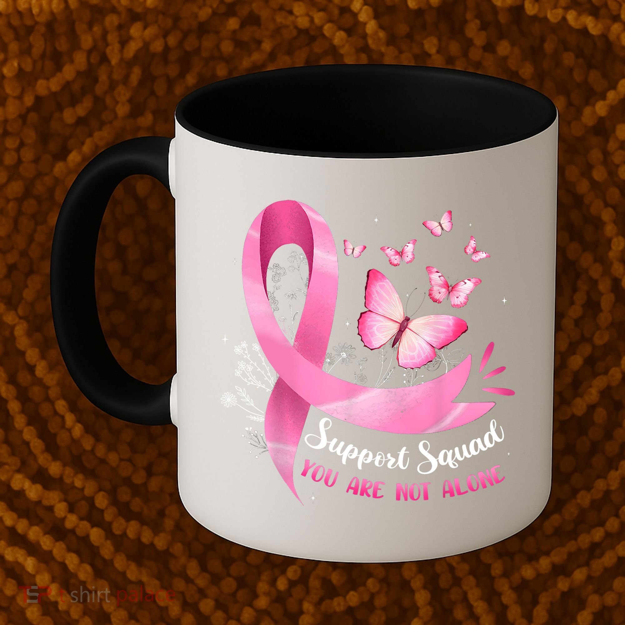 Support Squad Breast Cancer Awareness Pink Ribbon Butterfly Coffee Mug
