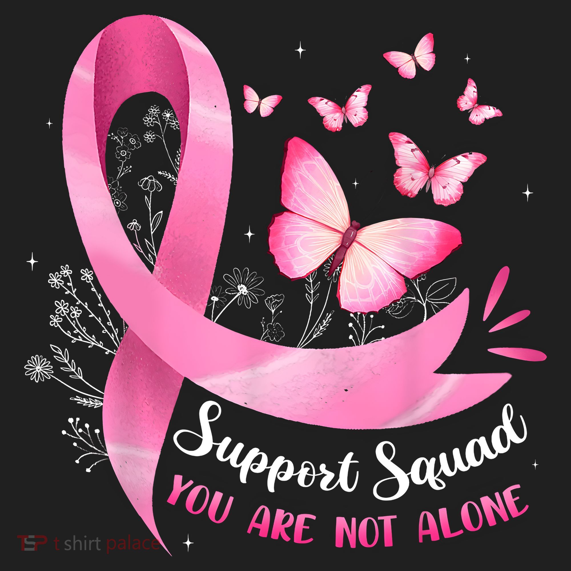 Support Squad Breast Cancer Awareness Pink Ribbon Butterfly Beanie