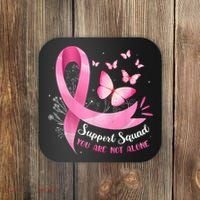 Support Squad Breast Cancer Awareness Pink Ribbon Butterfly Coaster thumb 0