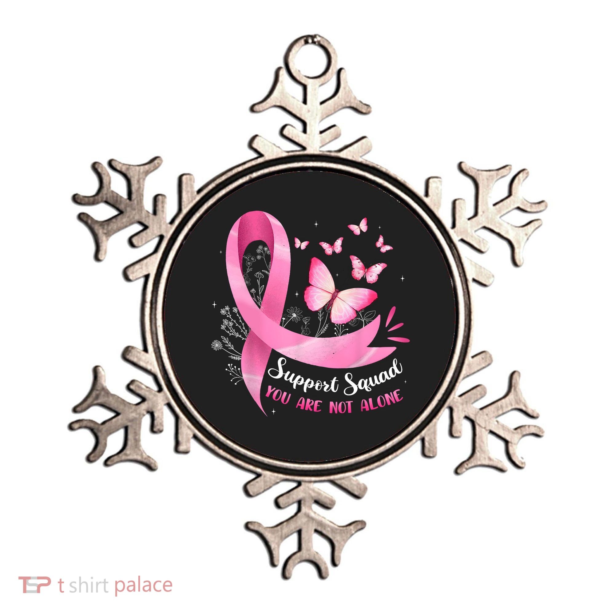 Support Squad Breast Cancer Awareness Pink Ribbon Butterfly Ornament
