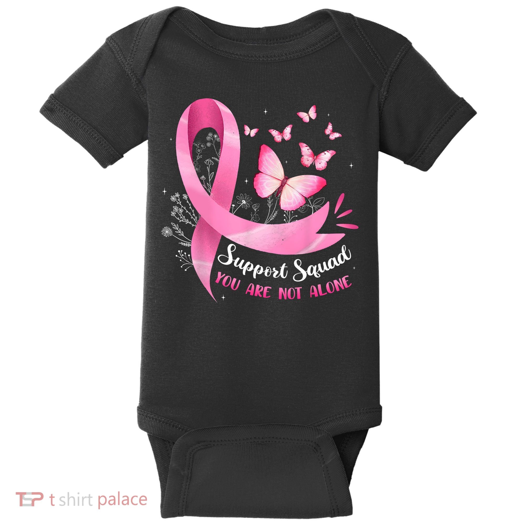 Support Squad Breast Cancer Awareness Pink Ribbon Butterfly Baby Bodysuit