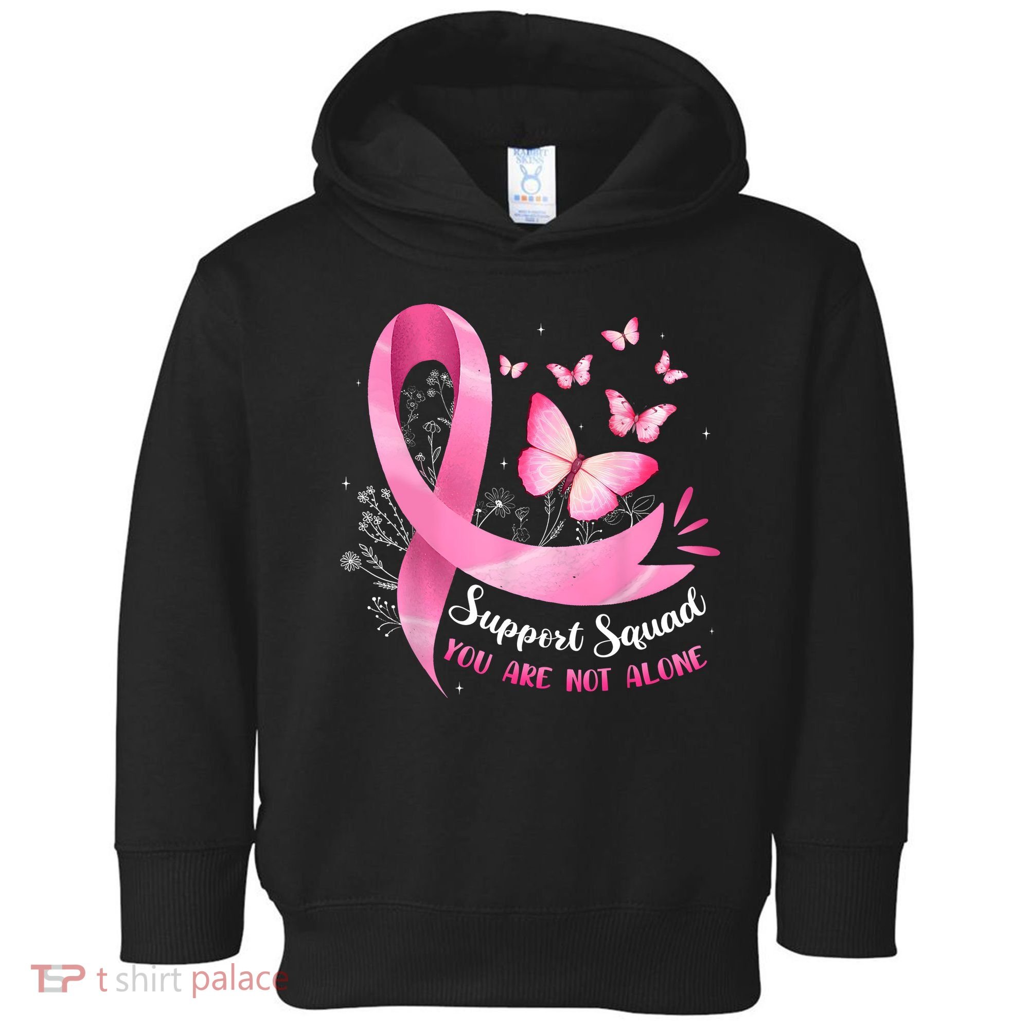 Support Squad Breast Cancer Awareness Pink Ribbon Butterfly Toddler Hoodie