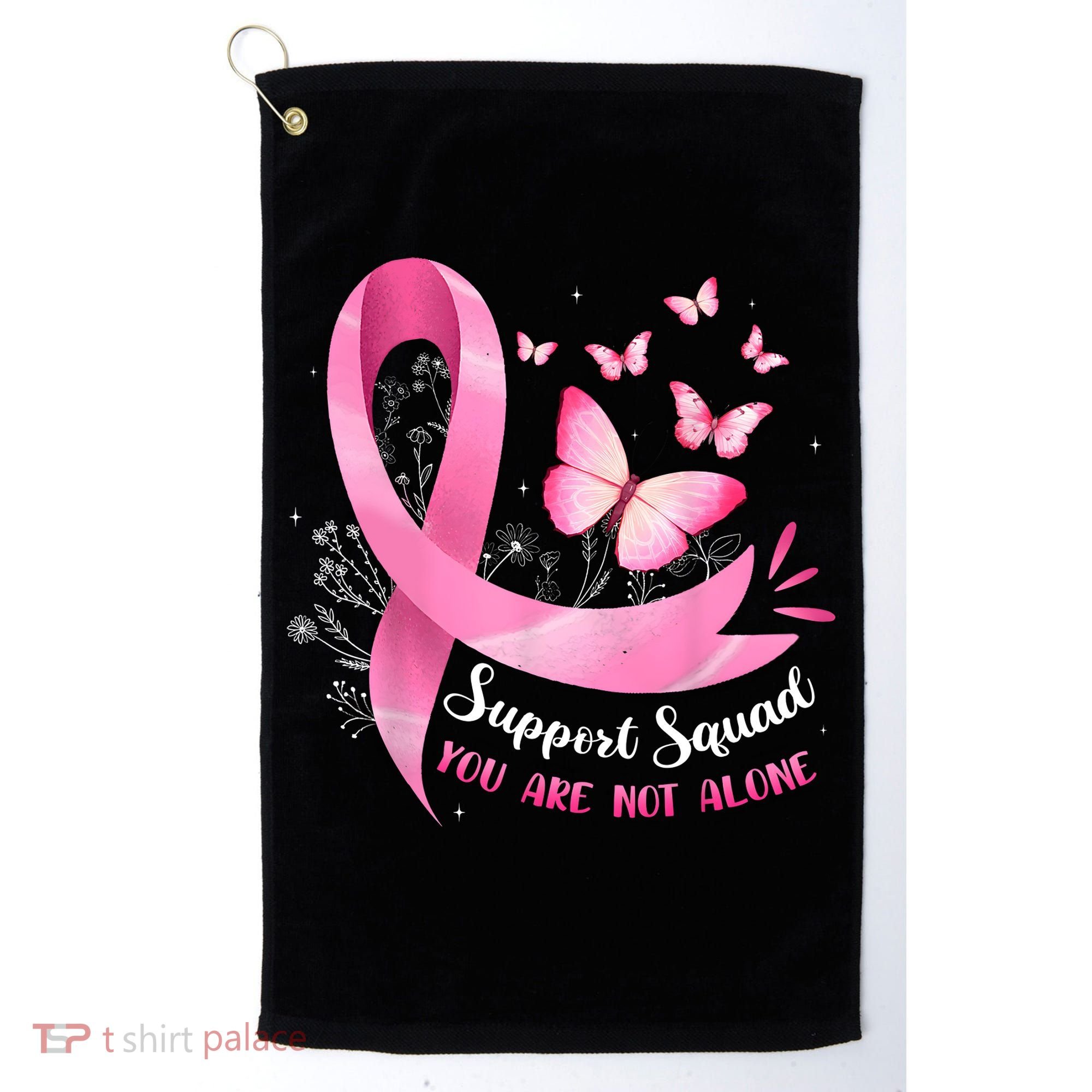 Support Squad Breast Cancer Awareness Pink Ribbon Butterfly Golf Towel