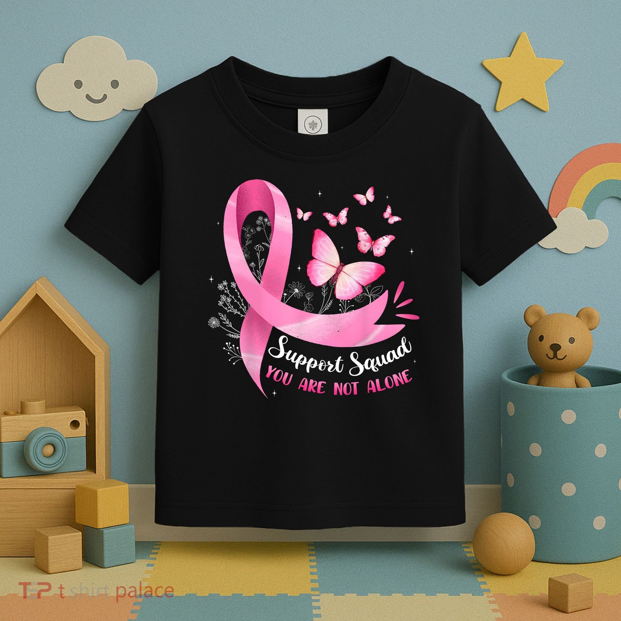 Support Squad Breast Cancer Awareness Pink Ribbon Butterfly Toddler T-Shirt