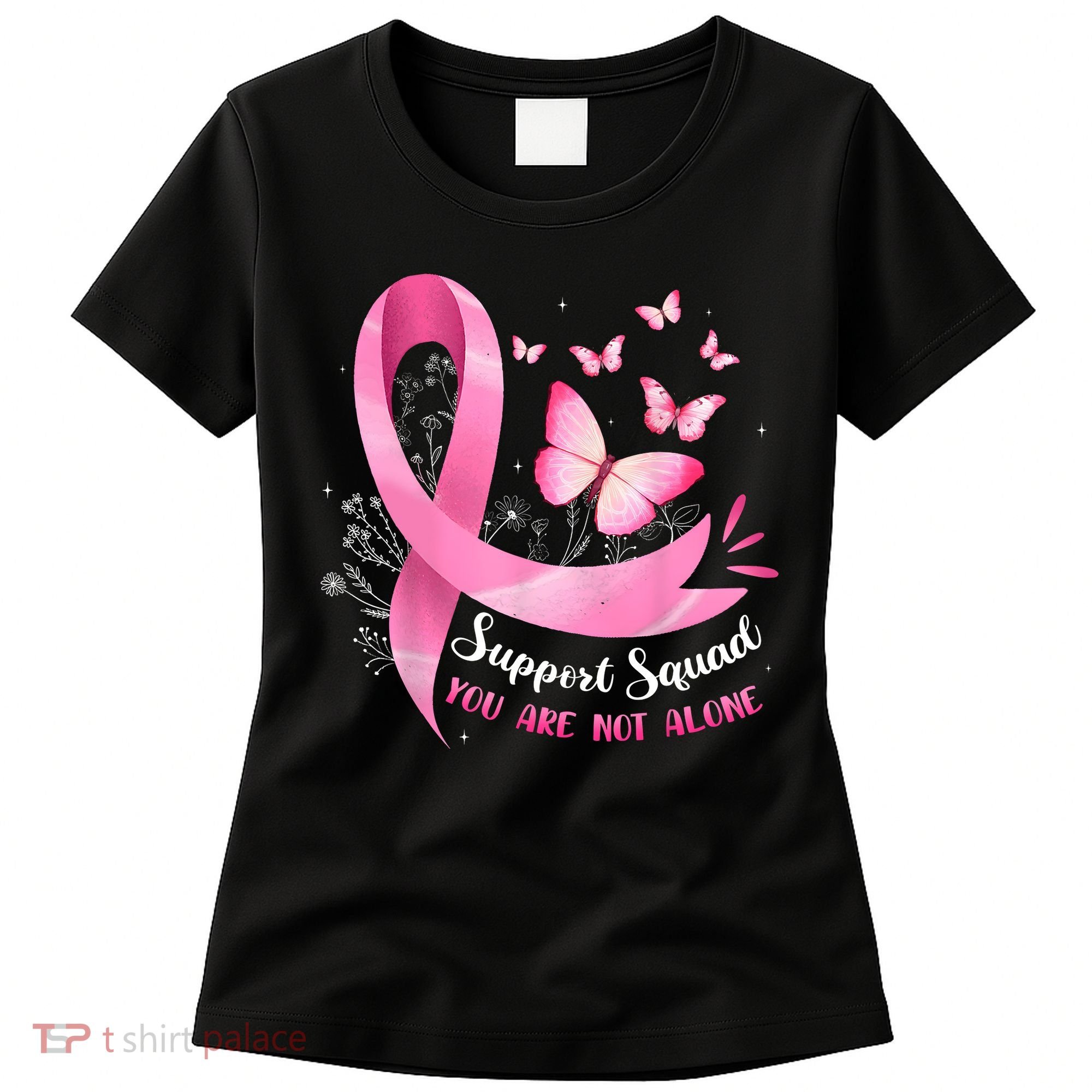 Support Squad Breast Cancer Awareness Pink Ribbon Butterfly Women's T-Shirt
