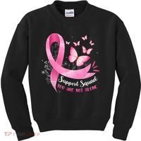 Support Squad Breast Cancer Awareness Pink Ribbon Butterfly Kids Sweatshirt thumb 0