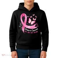 Support Squad Breast Cancer Awareness Pink Ribbon Butterfly Kids Hoodie thumb 4