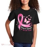 Support Squad Breast Cancer Awareness Pink Ribbon Butterfly Kids T-Shirt thumb 2