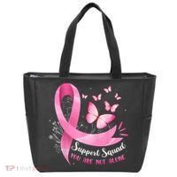 Support Squad Breast Cancer Awareness Pink Ribbon Butterfly Tote Bag thumb 0