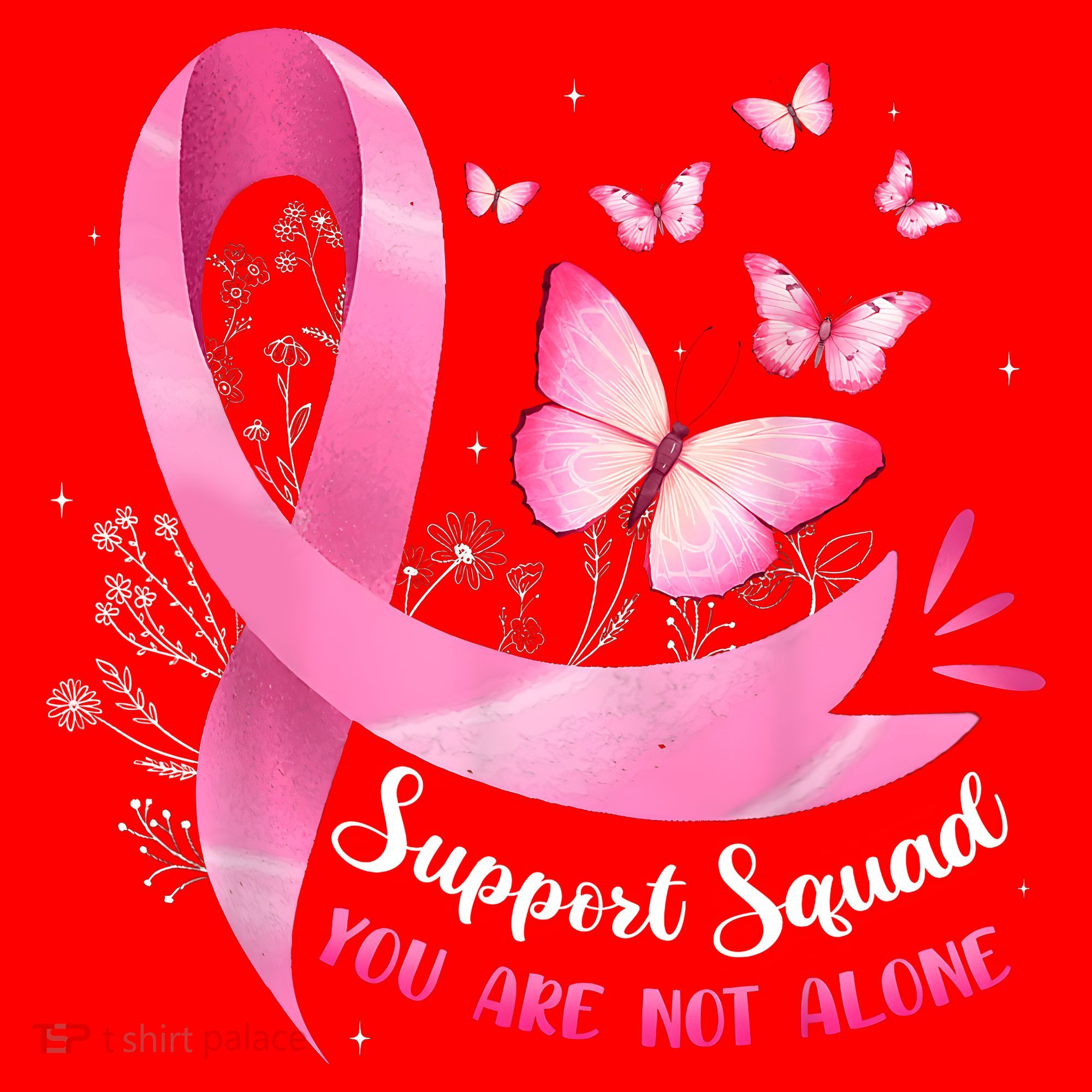 Support Squad Breast Cancer Awareness Pink Ribbon Butterfly Santa Hat