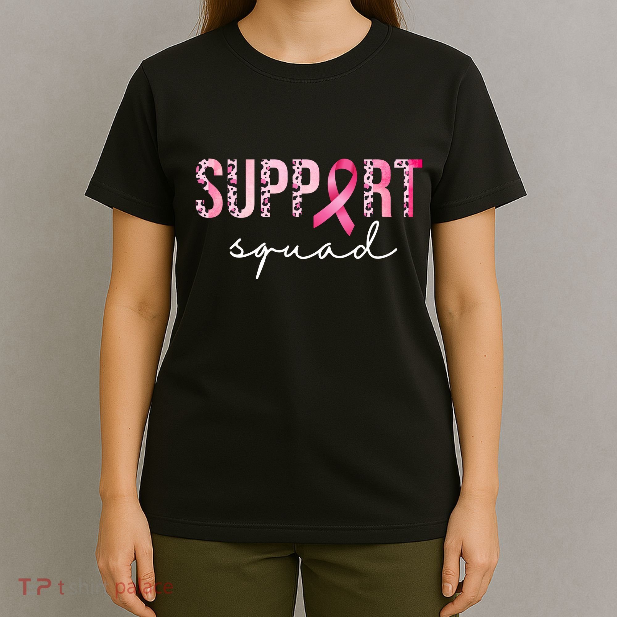 Support Squad Breast Cancer Leopard Ribbon T-Shirt