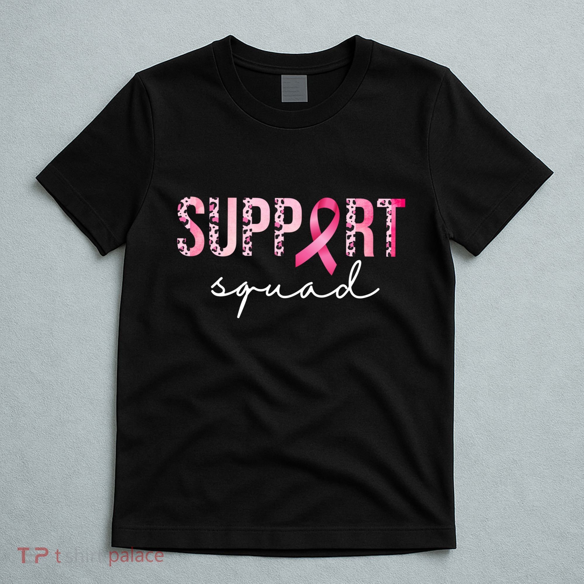 Support Squad Breast Cancer Leopard Ribbon T-Shirt