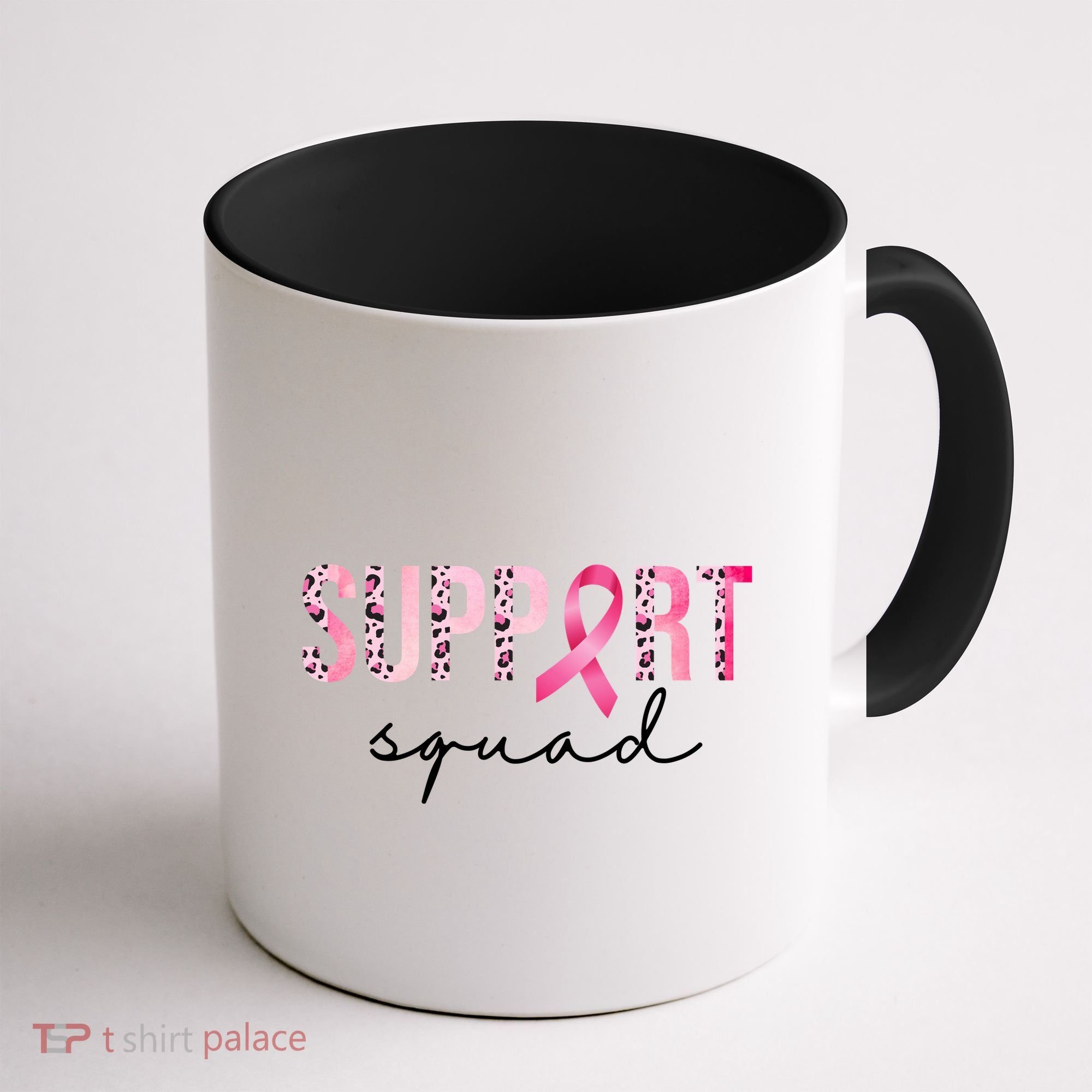 Support Squad Breast Cancer Leopard Ribbon Coffee Mug