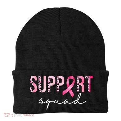 Support Squad Breast Cancer Leopard Ribbon Beanie
