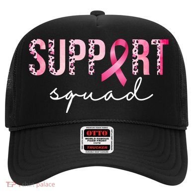 Support Squad Breast Cancer Leopard Ribbon Hat