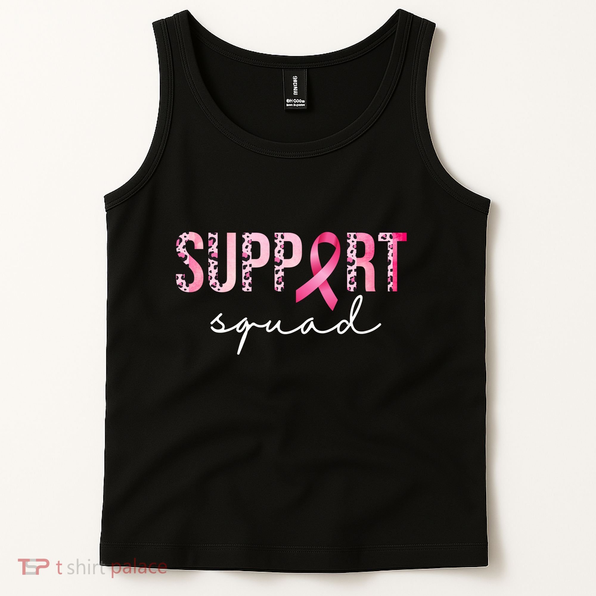 Support Squad Breast Cancer Leopard Ribbon Tank Top