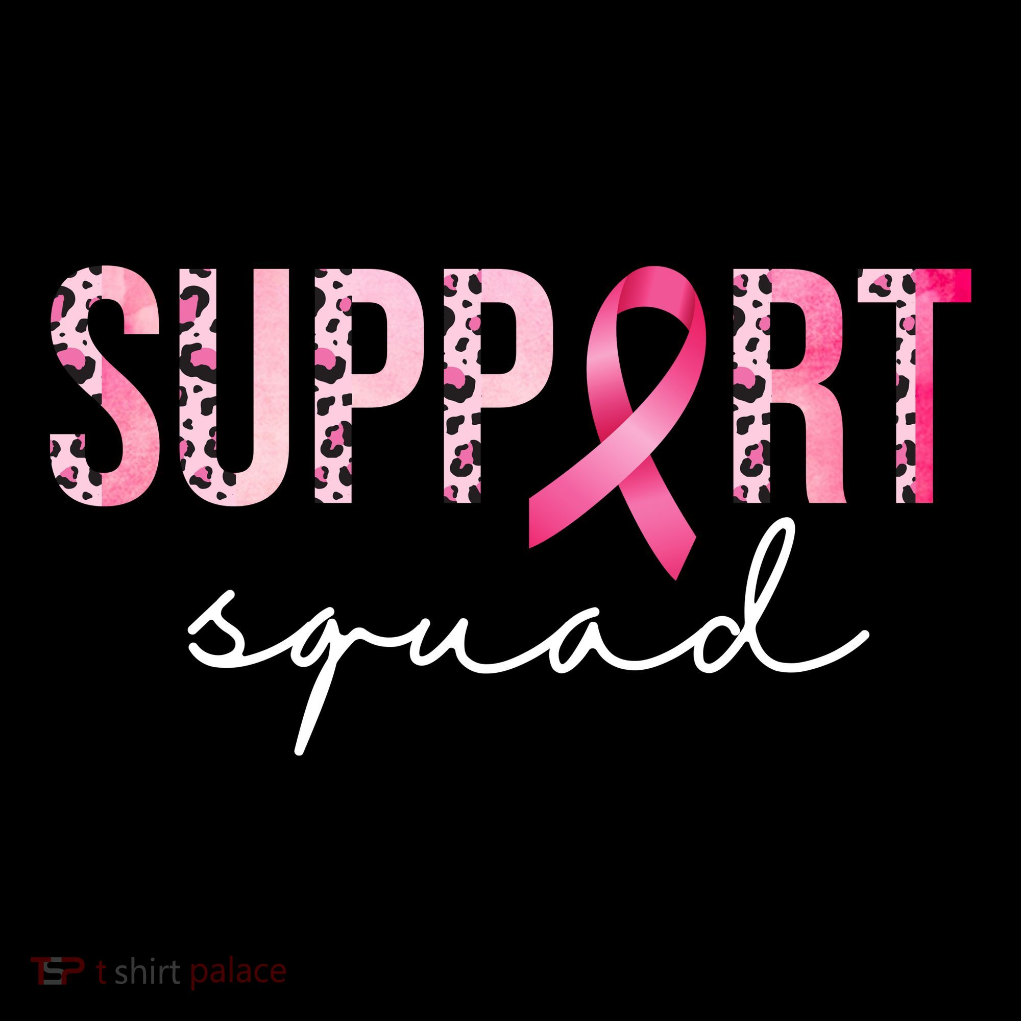 Support Squad Breast Cancer Leopard Ribbon Women's T-Shirt
