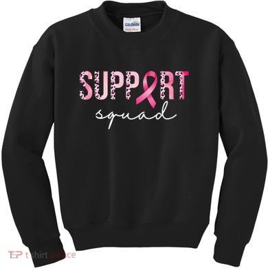 Support Squad Breast Cancer Leopard Ribbon Kids Sweatshirt