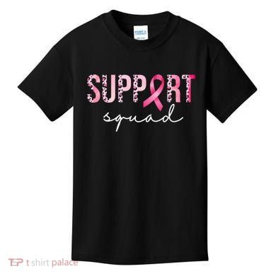 Support Squad Breast Cancer Leopard Ribbon Kids T-Shirt