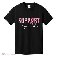 Support Squad Breast Cancer Leopard Ribbon Kids T-Shirt thumb 0