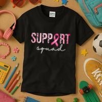 Support Squad Breast Cancer Leopard Ribbon Kids T-Shirt thumb 3