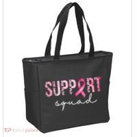 Support Squad Breast Cancer Leopard Ribbon Tote Bag thumb 2