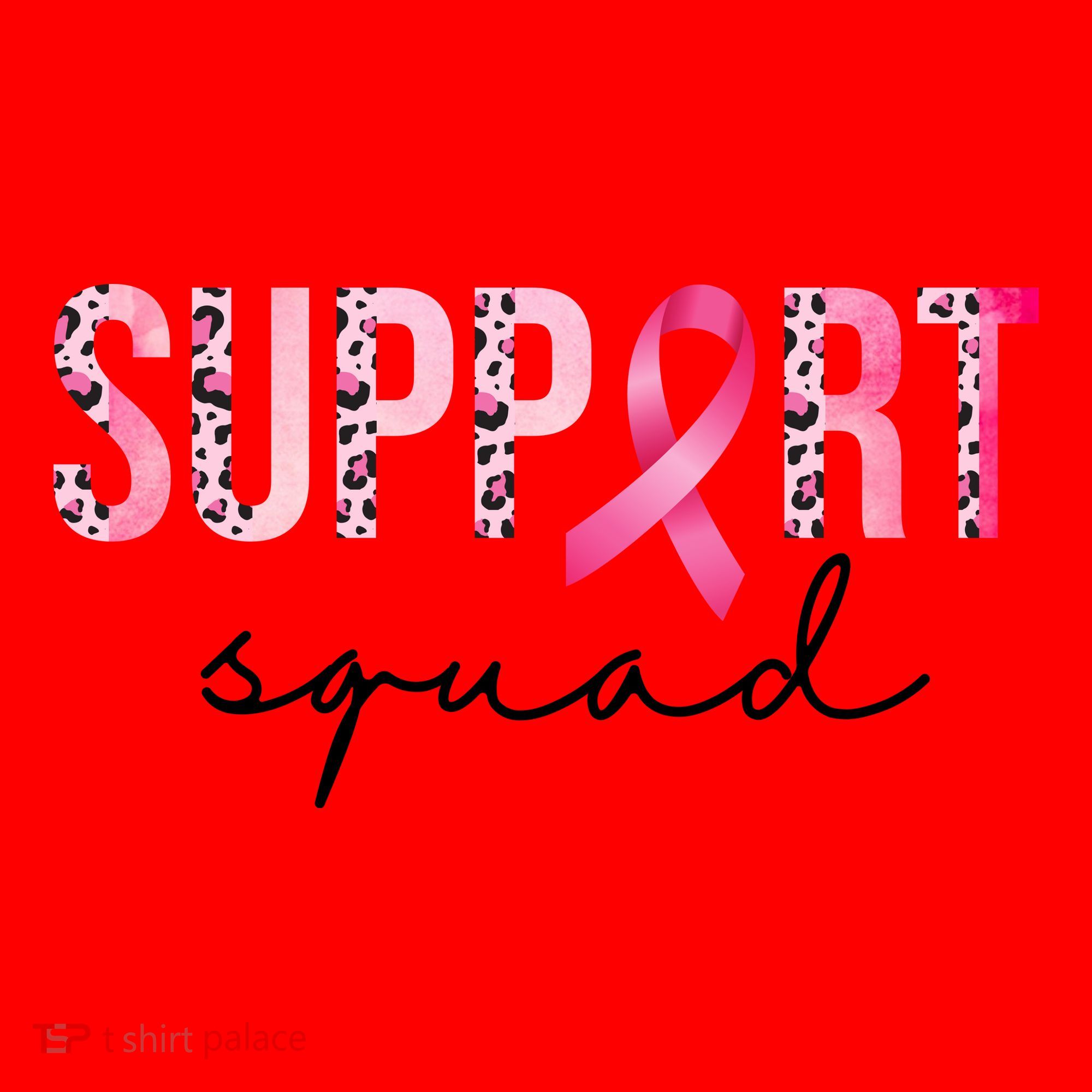 Support Squad Breast Cancer Leopard Ribbon Santa Hat