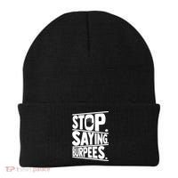 Stop Saying Burpees Funny Fitness Exercise Gym Workout Beanie thumb 0