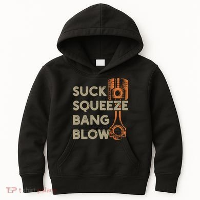 Suck Squeeze Bang Blow 4 Stroke Cycle Vintage Kids Hoodie